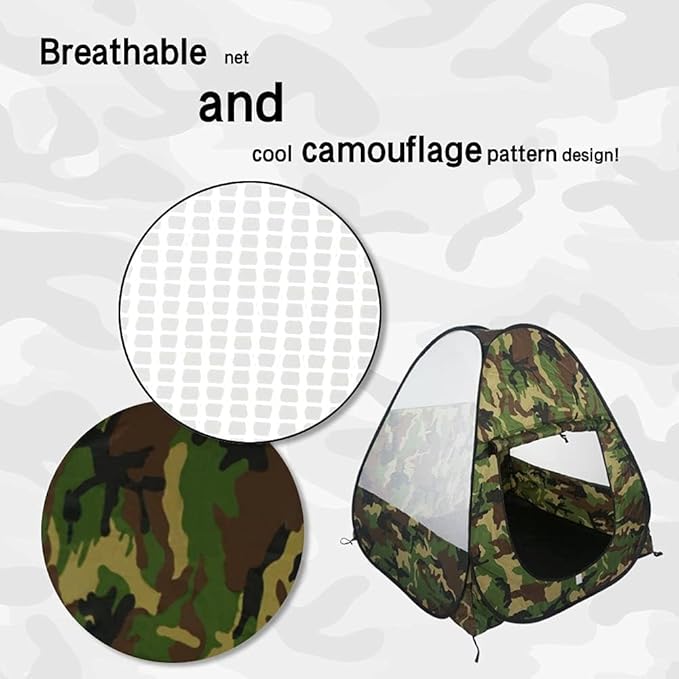 Military Pop Up Play Tent - Collapsible Army Indoor Outdoor Camouflage Playhouse Hunting Toy for Kids