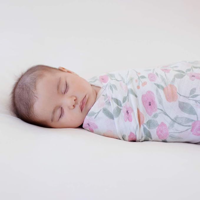 aden + anais Swaddle Blanket, Boutique Muslin Blankets for Girls & Boys, Baby Receiving Swaddles, Ideal Newborn & Infant Swaddling Set, Perfect Shower Gifts, Single, Mon Fleur