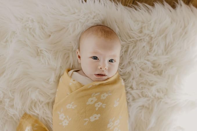 Mini Wander Swaddles for Newborns Muslin Swaddle Blankets - Breathable Soft Gender Neutral Receiving Blanket Baby Essentials | 47 x 47 Cotton - Blankets (Buttercup)
