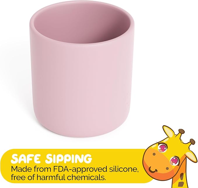 Toddler Cups in Rose Petal Pink for Baby Girls Water cup for Baby Sippy cup - Made from Baby Safe silicone Baby led weaning supplies Toddler Cup