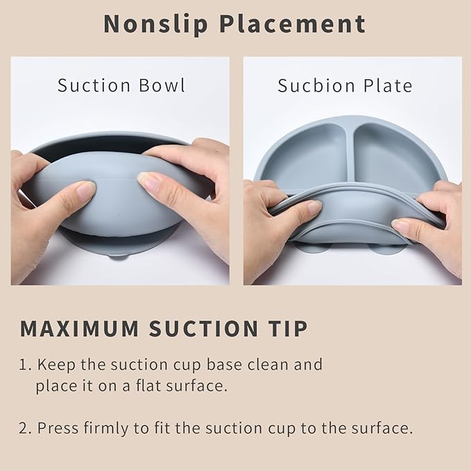 Baby Silicone Feeding Set, Baby Weaning Set, Baby Essentials, Includes Baby Spoons, Baby Bibs, Suction Plates for Babyï¼?Baby Bowls, Food Grade Silicone, BPA Free (A-1)