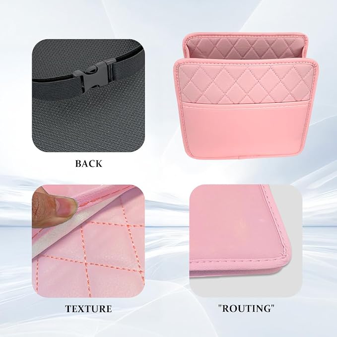 Car Seat Back Organizer, Car Organizers and Storage, PU Leather Vehicle Backseat Hanging Pocket, Automotive Accessories Multi-Pocket Storage Box Organizer Fit for Most Cars (Pink, Style 1)