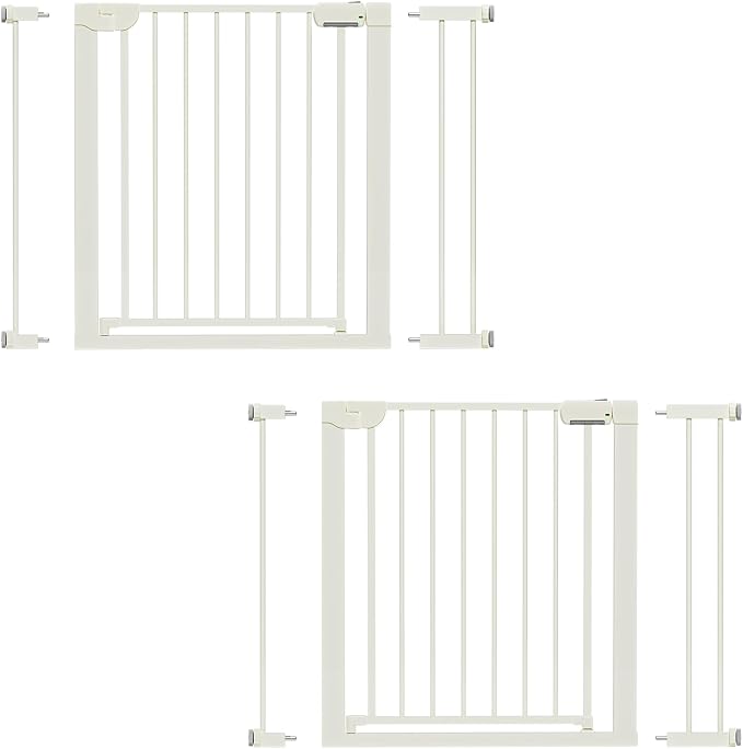 29.5-40.6" Magnetic Baby Gate for Stairs, Baby Safety Essentials, Auto Close Gate for Doorways, Easy Install Pressure Mounted Dog Gate Indoor, Pet Gates for Dogs, White (2 Pack)