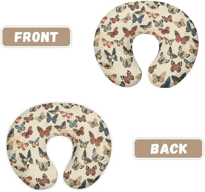 Retro Butterfly Nursing Pillow Covers Comfortable Soft Nursing Pillow Slipcover for Girls Baby Pillow Covers for 0-24 Months Infant Feeding Position Support