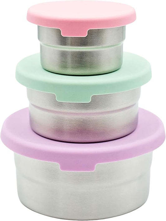 Stainless Steel Food Storage Containers - 3 Pack - 3 Oz, 6.1 Oz, 12.85 Oz with Leakproof Silicone Lids, BPA-Free, Dishwasher & Freezer Safe, Nesting & Stackable for Meal Prep, Lunch Boxes & Snacks