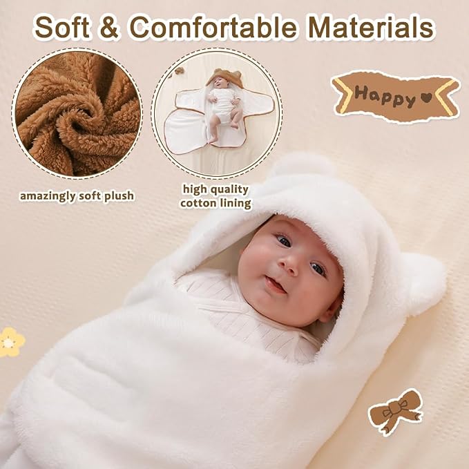 AiWMGL Baby Winter Fleece Swaddle Blanket 3-6 Months Boys Girls Warm Adjustable Newborn Swaddling Wrap Soft Plush Sleeping Sacks