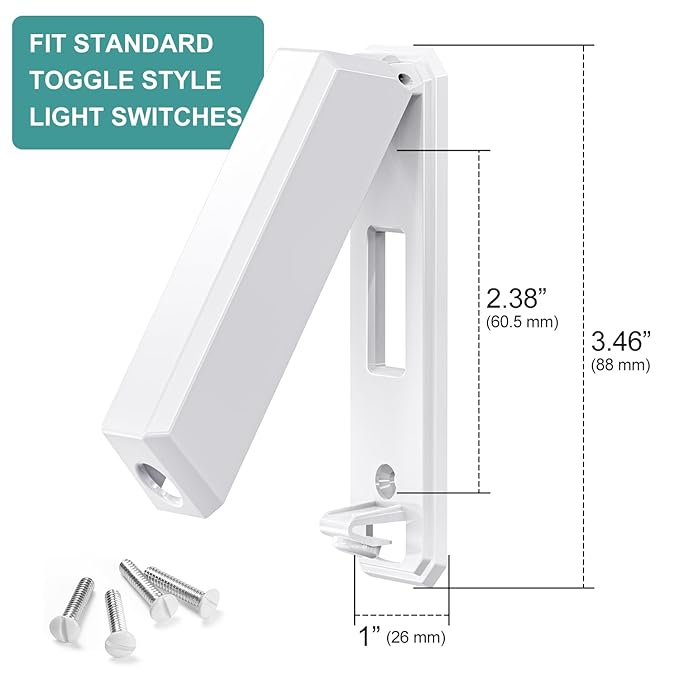 CLYMENE 2 Pack Light Switch Cover Guard, Child Proof Wall Switch Cover Keeps Your Lights or Switches from Getting Accidentally Turned ON or OFF, Toggle Style (White)