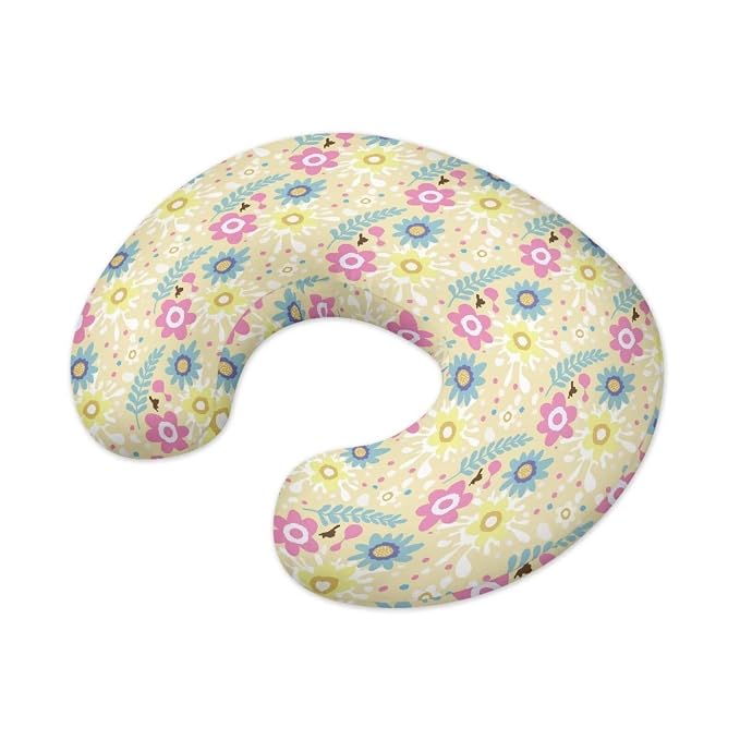 Colorful Flower Leaves Baby Nursing Pillow Cover for Newborn, Stretchy Replaceable Pillow Cover Slipcover U-Shaped Breastfeeding Pillowcase Cushion Cover