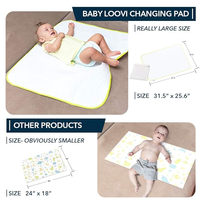 Portable Changing Pad - Waterproof Baby Changing Mat - Large Size 25.5?�x31.5?? Foldable Wipeable Diaper Changing Pad - Change Diaper in Any Places On the Go for Boys & Girls - Storage Bag