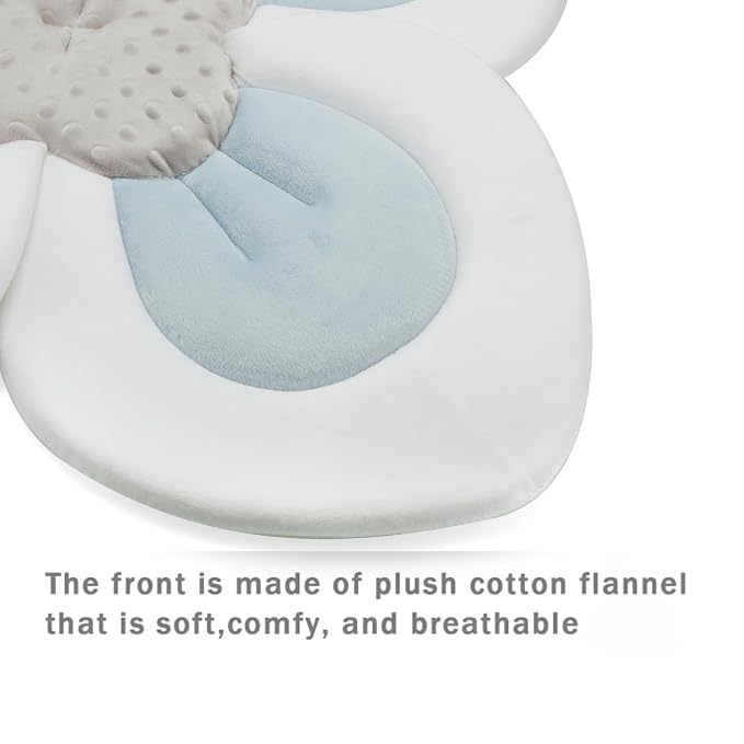 PandaEar Baby Bath Pad for Infant Newborn | Soft Flower Petals for Sink Bathtub Essentials Shower Gift (Blue)