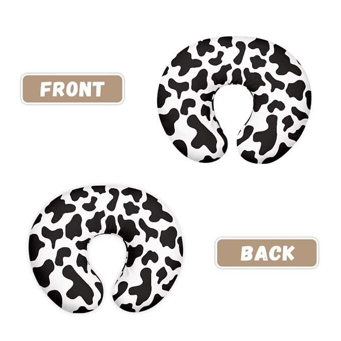 Cow Print Nursing Pillow Cover C Shape Pillow Slipcovers Dust Cover Novelty Breastfeeding Pillowcase Girl Boy,Hidden Zipper Design Soft and Skin-Friendly