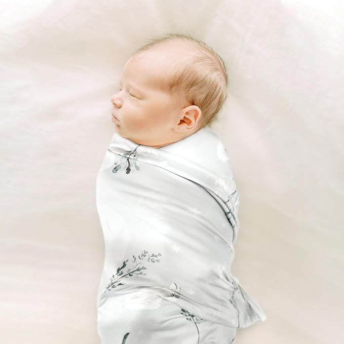 GRSSDER Baby Blankets Super Soft Stretchy Jersey Knit Swaddle Blanket for Girls and Boys, Double Layer Reversible Receiving Blankets 34 x 44, Extra Large for Swaddling, Snow Wolf