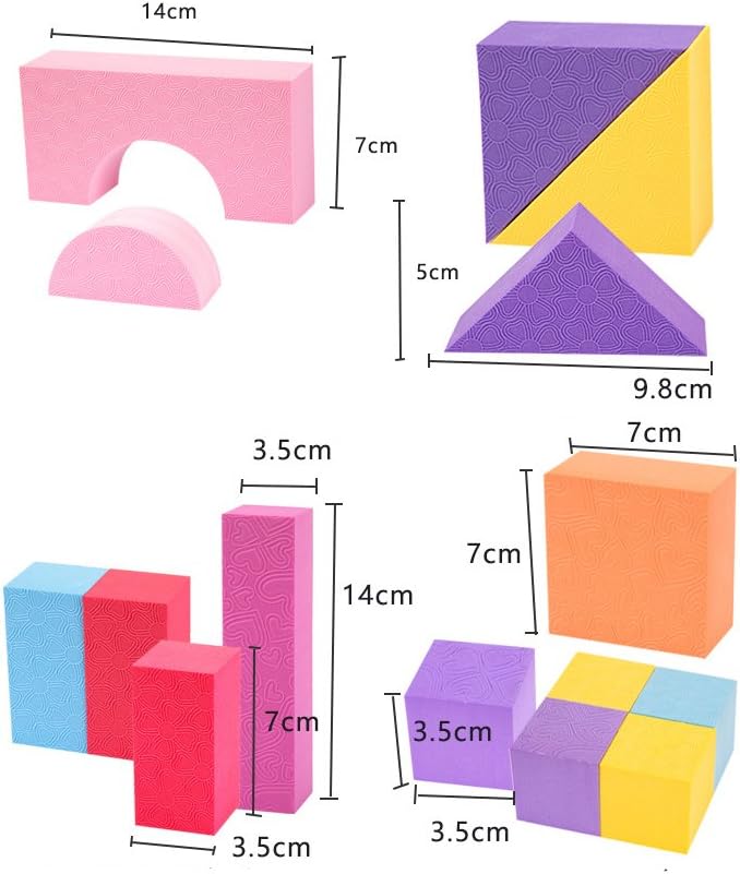 MOBU Foam Building Blocks for Toddlers 1-3, 50 PCS Educational Soft Building Blocks for Kids Playing Indoor Outdoor Bathroom Bathtub or Beach (Reusable Storage Bag)