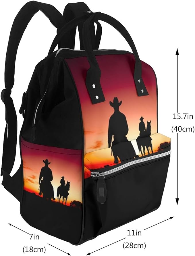 Texas Cowboy Diaper Bag Backpack Multifunction Nappy Bags Waterproof Mummy Backpack Large Capacity Travel Essentials Baby Bag with Changing Pad, Pacifier Holder