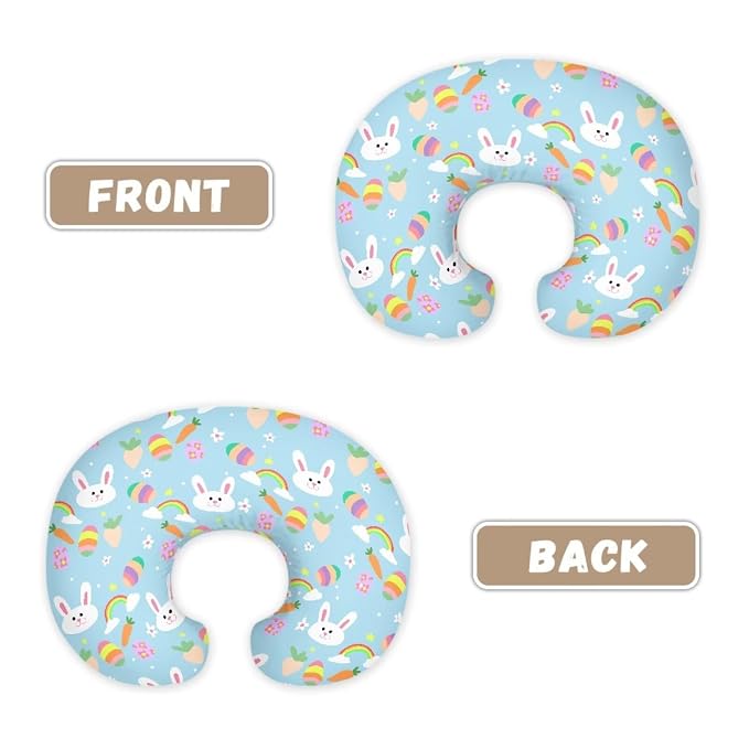 Rabbits Nursing Pillow Cover Slipcover, Breastfeeding Newborn Infant Feeding Cushion Cover Pillow Slipcovers for Breastfeeding Moms Easter