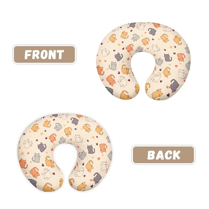 Multi Cute Cat Nursing Pillow Cover for Baby Boy Girl Breastfeeding Slipcover Infant Newborn Nursery Bottle Pillowcase Not Easy to Fade and Pilling