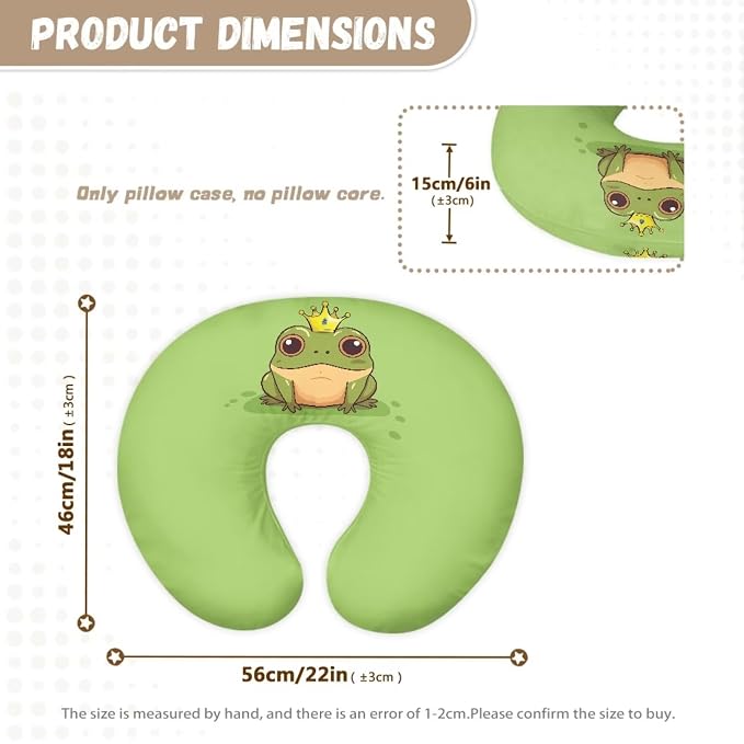 Crown Frog Breast Feeding Nursing Pillow Cover with Hidden Zipper, Breastfeeding Nursing Pillow Slipcovers Super Soft for Breastfeeding Moms