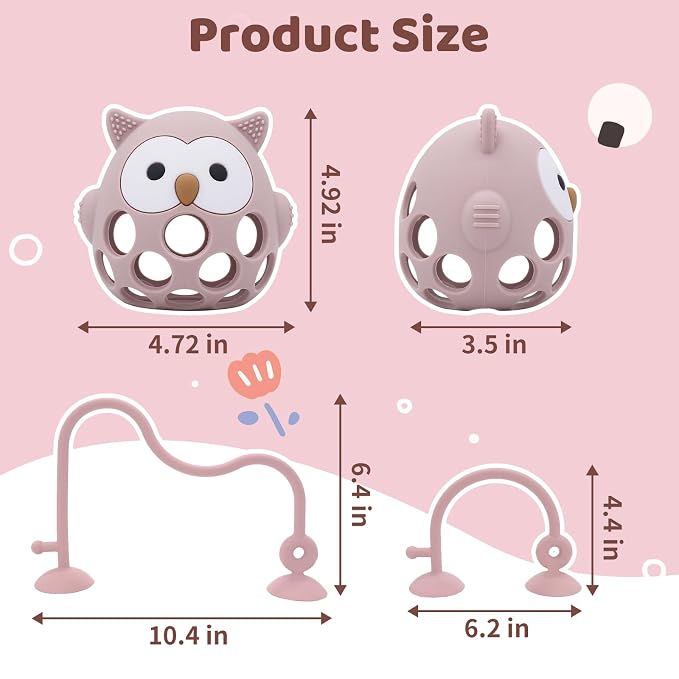 Baby High Chair Suction Toys Teething Chew - Baby Teething Table Toys Silicone Teethers, Food Grade Silicon for 6 12 18 Months (Pink)