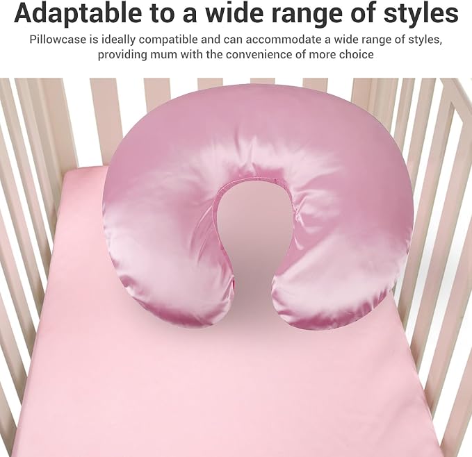 Satin Nursing Pillow Cover,Soft Washable Breathable,Protect for Baby Hair and Skin, Breastfeeding Pillow Slipcover for Feeding (Roseate)