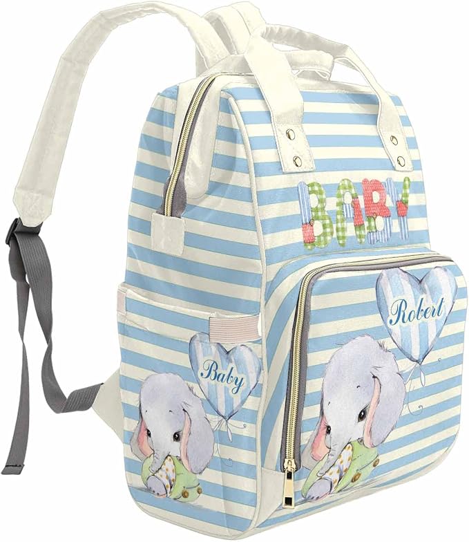 M YESCUSTOM Custom Multifunction Bag for Men Women Personalized Diaper Bag Backpack with Name Customized Mommy Bag Stripe Design
