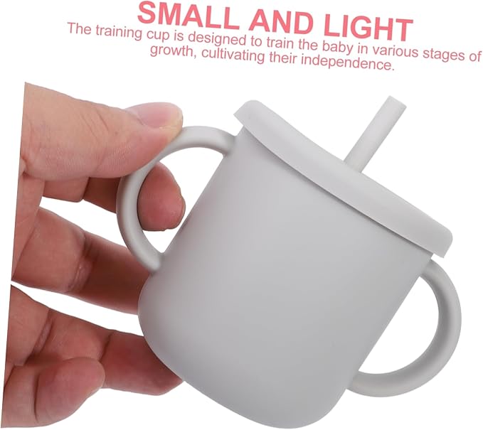 Silicone Straw Training Cup for Drinking Cup with Handles Transition From Bottle to Cup