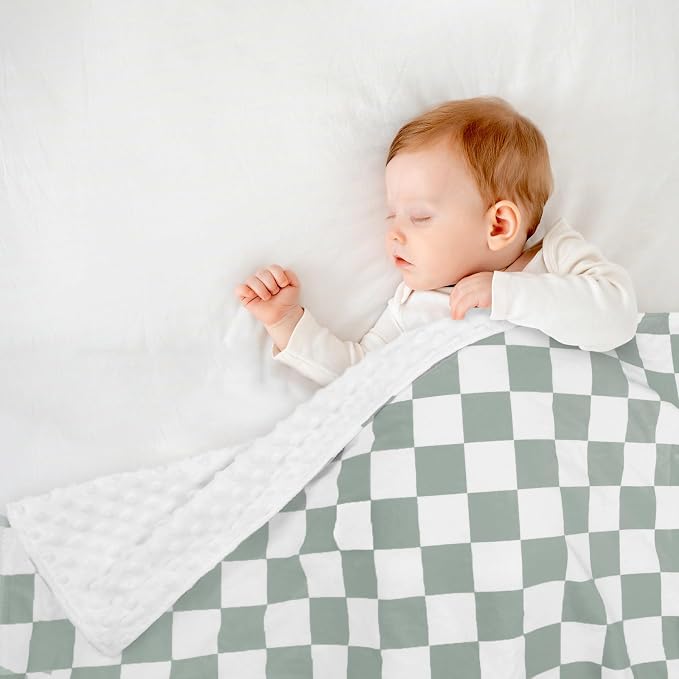 Nursing Pillow Cover and Baby Blanket, Green Checkerboard