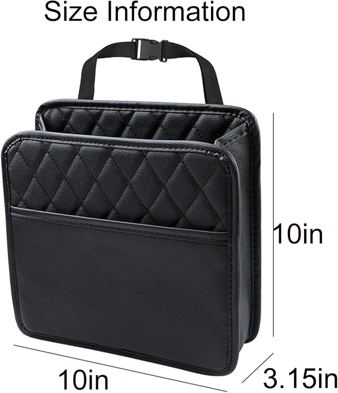 LXUNYI Car Seat Organizer,2 Pack Waterproof Pu Leather Backseat Car Organizer and Storage Bag Foldable Universal Hanging Car Seat Back Organizers for Kids & Adults Car Travel Accessories（Black）
