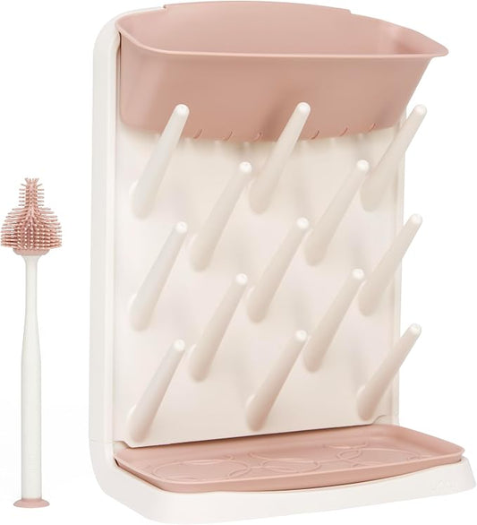 Emulait Ubbi Vertical Drying Rack, Baby Accessory, Space Saving Countertop with Cleaning Brush
