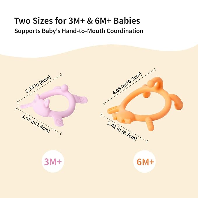 Pigeon Silicone Animal-Shaped Baby Teether Set, 3M+ & 6M+ | Includes 1 Green Bear, 1 Blue Cat & 1 Silicone Bag – Multi-Textured Teething Relief Toys, Lightweight & Easy to Grasp