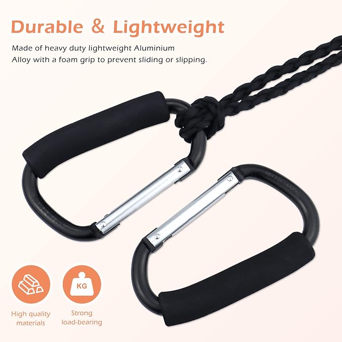 JIALEEY Grocery Bag Shopping Bag Holder Handle Carrier Tool Multi Purpose Snap Hook Stroller Hook Set Organizer Accessories with Soft Foam Grip for Hanging, Pack of 2, Black