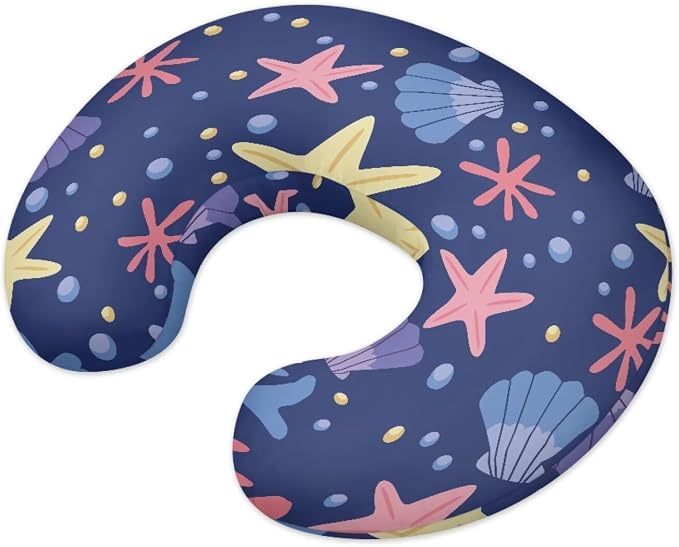 Starfish Shell Nursing Pillow and Positioner Detachable Newborn Original Breastfeeding Slipcover Case U-Shaped Head Support Protector Cushion Essential with Hidden Zipper