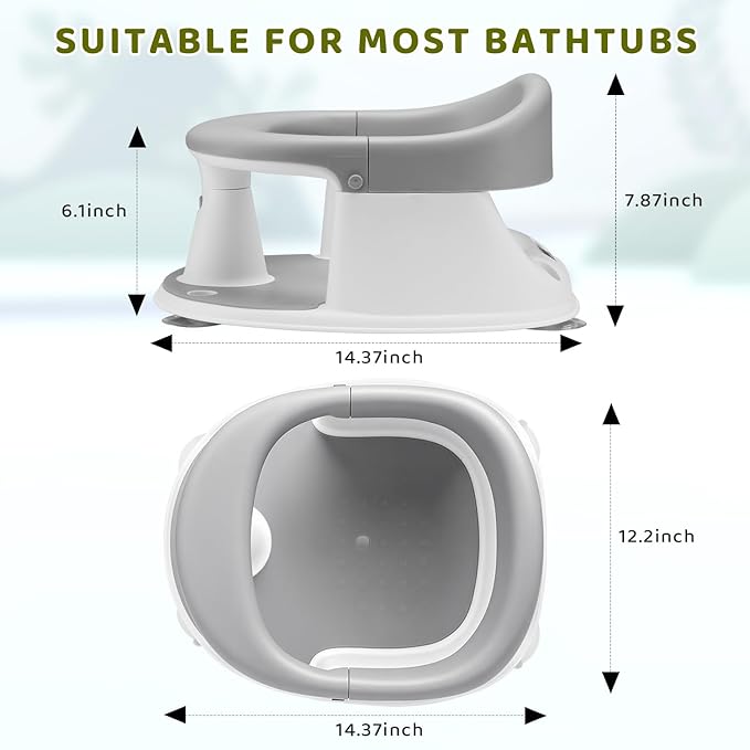Baby Bath Seat, Infant/Toddler Sit Up Bathtub Seat for 6-12-24 Months, Baby Bath Essentials, Great Shower Gifts for Newborn and New Mothers