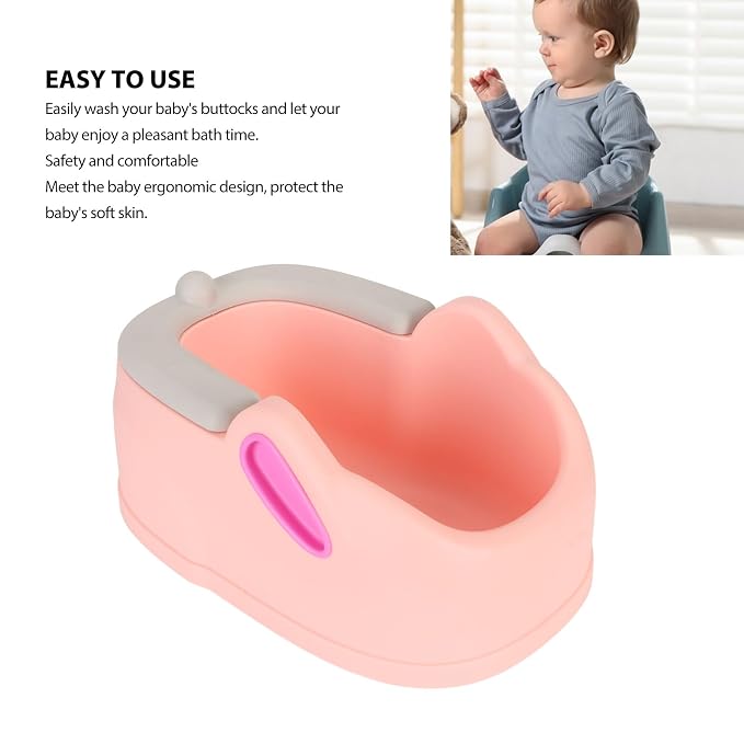 Baby Butt Washing Basin, Ergonomic BPA-Free Portable Lightweight Wash Seat for Newborns & Toddlers PP Material Pink 27x41.5x18.5cm