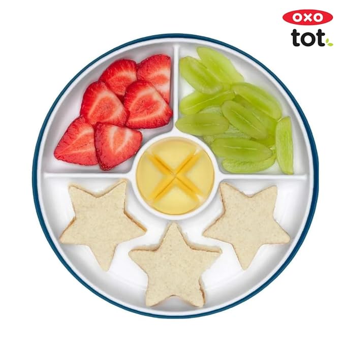 OXO Tot Stick and Stay Suction Divided Plate - Dusk (Pack of 3)