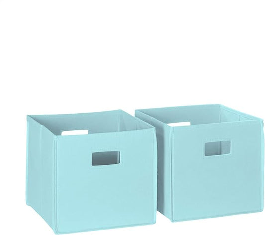RiverRidge Folding Storage Bins with Handles Aqua Cube Storage Organizer for Closet, Bedroom & Playroom - Closet Organizers and Storage Set of 2