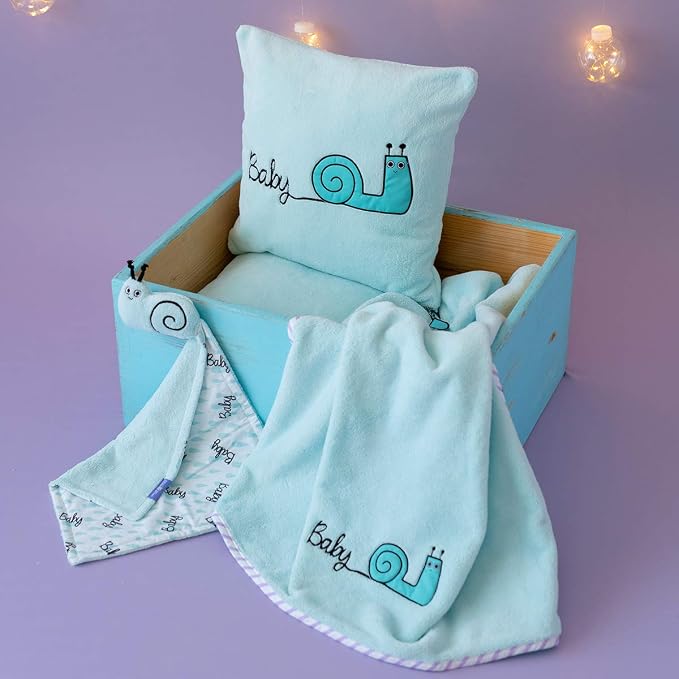 Milk&Moo Baby Swaddle Sleep Sack, Baby Swaddle Blanket Set, Soft Muslins Swaddle Blankets, Baby Receiving Blanket with Baby Pillow and Baby Security Blanket, Blue