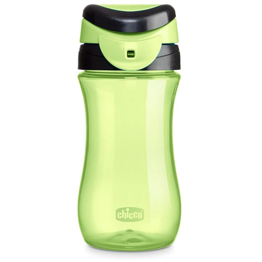 Chicco My Tumbler Toddler Sippy Cup for 2+ Years, 12oz Spill-Proof when Closed Water Bottle with Free-Flow Spout, Flip-Up Carry Handle, Easy Grip, BPA Free, Green