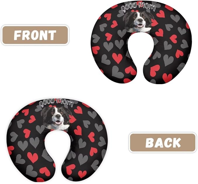 Cute Nursing Pillow Cover for Breastfeeding Pillow,Dog Love Pattern Soft Feeding Pillow Slipcover Fits Standard Infant Nursing Pillow or Positioner for Boys and Girls Light Black (Cove Only)