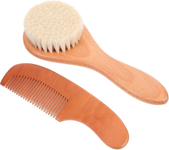Kisangel 2sets Newborn Hair Brush and Comb Set Brush and Comb for Gentle Cradle Cap Care Hair Care Kit for Newborns for Daily Scalp Massage and Relaxation