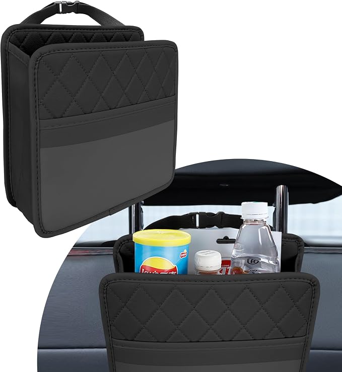 Car Seat Back Organizer, Car Organizers and Storage, PU Leather Vehicle Backseat Hanging Pocket, Automotive Accessories Multi-Pocket Storage Box Organizer Fit for Most Cars (Black, Style 2)