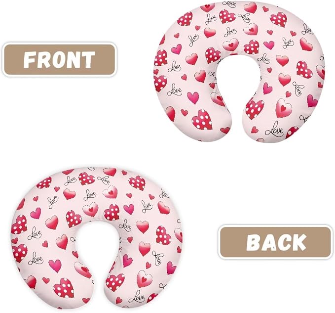 Love Pattern Nursing Pillow Cover, Breastfeeding Pillow Slipcover Fits Nursing Pillow for Baby Boy Girl，Washable Feeding Pillow Covers for Breastfeeding and Bottle Feeding,Pink(Cover Only)