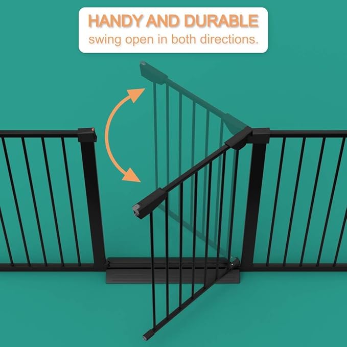 Fairy Baby 22.8"-25.5" Narrow Baby Gate for Stair, Pressure Mounted Auto-Close Pet Gate for Small Walk Thru and Doorways, Safety Child Gate No Drilling, No Extensions, Black