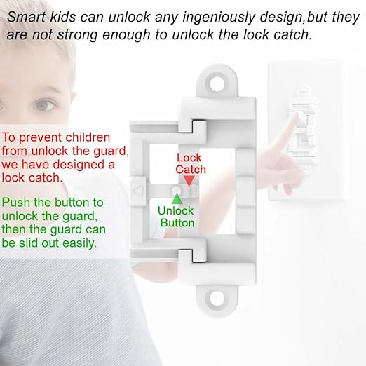 Light Switch Cover Guard,Toggle Lightswitch Coverplate Lock,Child Proof Light-Switch Plate Cover Prevents Kids or Accidental Turned On/Off (Gross White, 8 Pack)