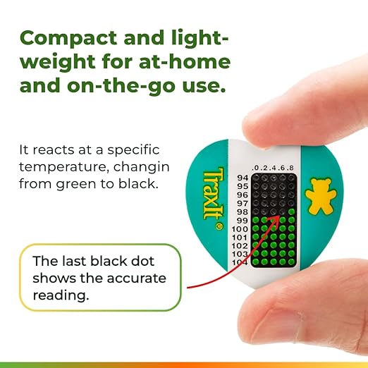Underarm Thermometer Sticker for Kids, Babies 6+ Months (100-Pack, Fahrenheit) — Wearable for Up to 48 Hrs with Continuous Temperature Readings, Battery Free, Single Use, Disposable Thermometer