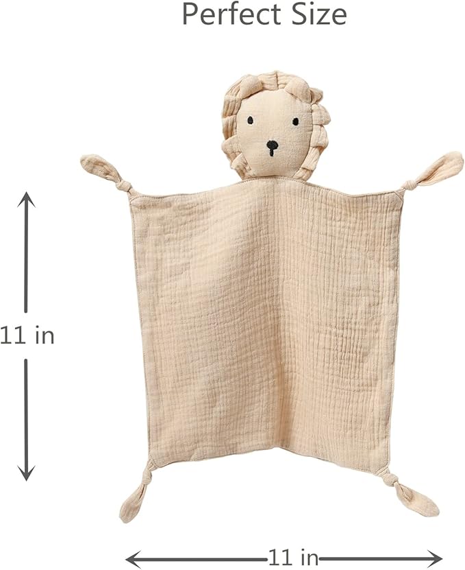insular Lovey Blanket for Boys and Girls, Cotton Muslin Security Blanket for Babies, Soft Breathable Lovie Soothing Towel for Newborn and Infant, 2 Pcs Set, Pink&Khaki
