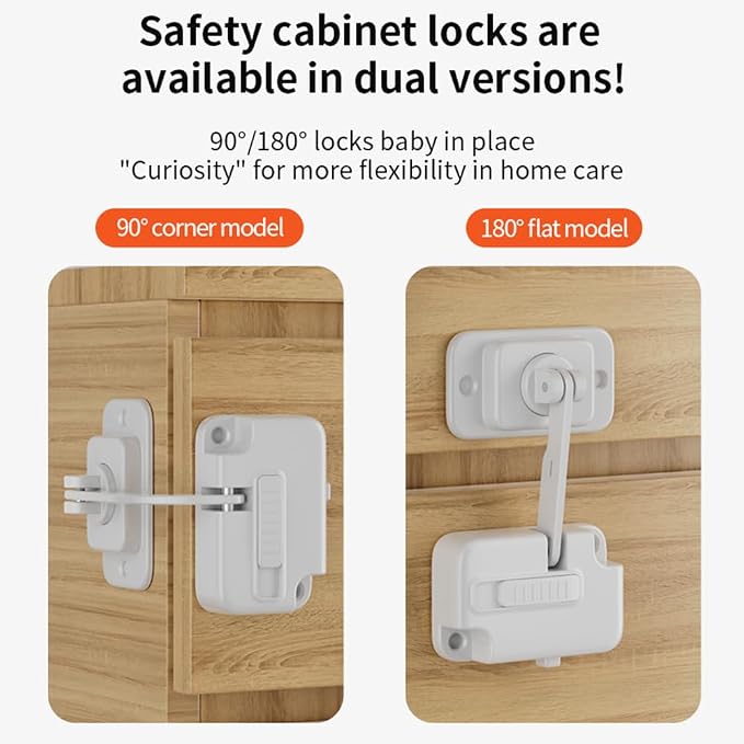 2 Pack Child Proof Fridge Lock, Upgraded Heavy Duty Refrigerator Lock for Freezer, Cabinet, Drawers, Air Fryer, Closets, Windows, Doors, Durable ABS with Adhesive Backing, Easy Install, White