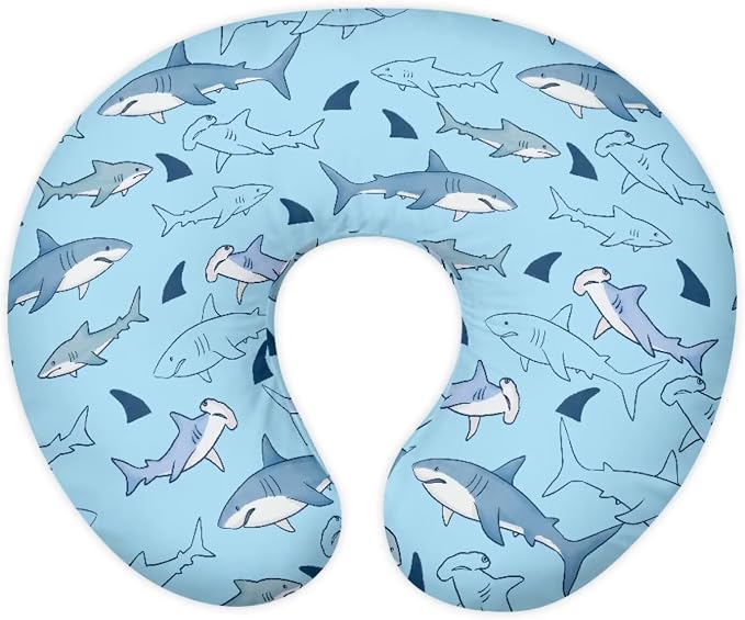 Shark Pillow Case Soft and Comfy Breastfeeding Pillows Covers, Snug Fits Nursing Pillow Slipcovers for Boys Girls, Machine Washable