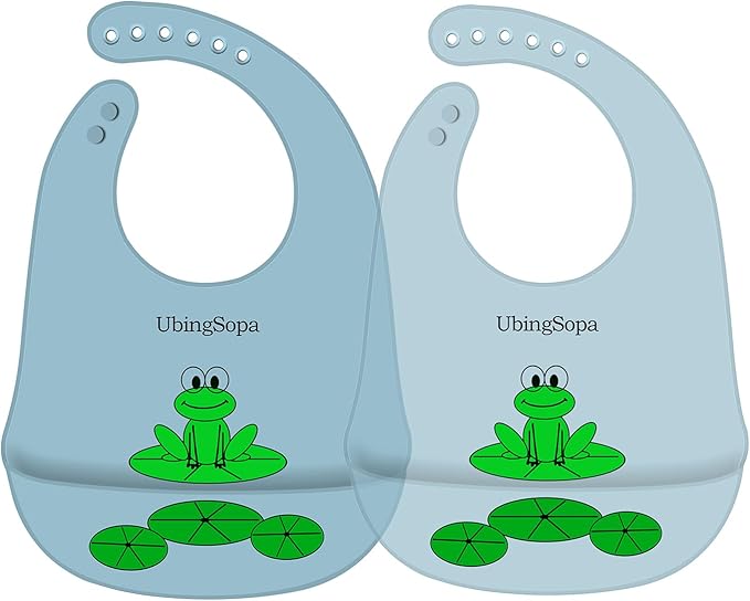 Silicone Baby Bibs ??Adjustable, Soft, Waterproof & Durable, with Large Food-Catching Pocket, Feeding-Friendly
