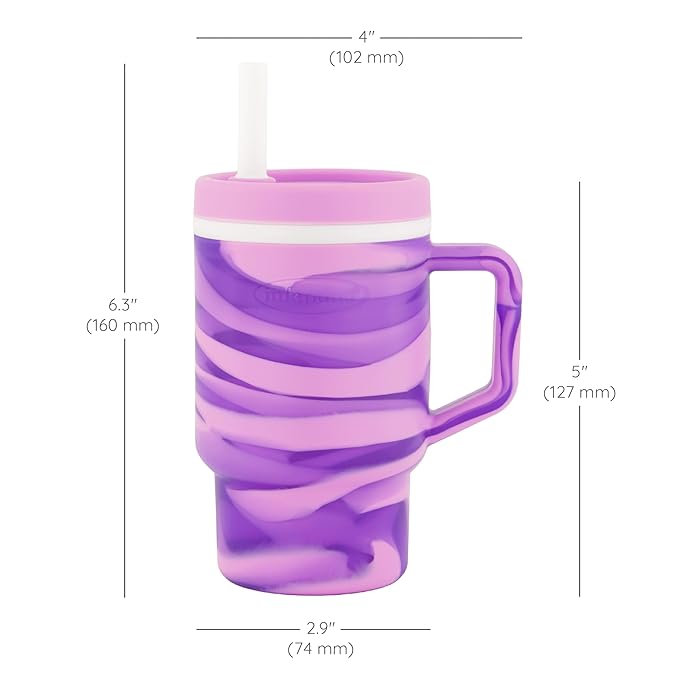 Infantino My 1st Tumbler, 9 Oz. Silicone Sippy Cup with Straw & Handle, Spill-Resistant Baby Cup for On-the-Go, BPA-Free Transition Bottle, Swirl Grape