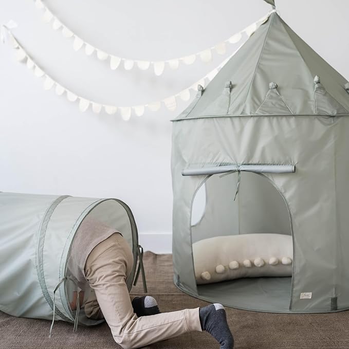 3 Sprouts Kids Play Tent - Sustainable Recycled Fabric ??Fun Spacious Childs Playhouse for Indoor Games for Boys & Girls - Durable Fort Pop Up House for Toddlers & Children Age 3-10 - Green